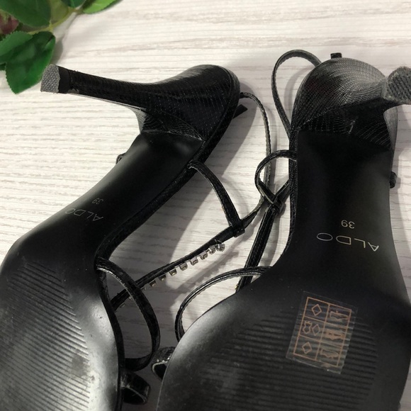 Aldo Black & Rhinestone Strappy Heels - Picture 6 of 8